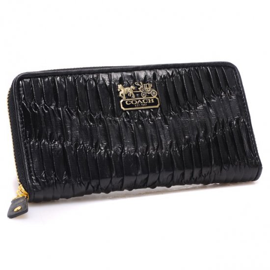 Coach Accordion Zip In Gathered Twist Large Black Wallets CCF - Click Image to Close